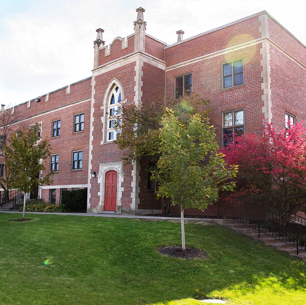 Van Vliet Hall with red entrance door