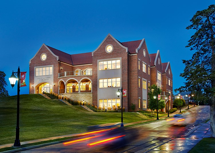 Charles and Ramona Myers Center at night